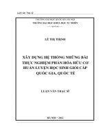 xây dựng hệ thống những bài thực nghiệm phần hóa hữu cơ huấn luyện học sinh giỏi cấp quốc gia, quốc tế