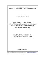 hoàn thiện quy trình kiểm tra chất lượng sản phẩm tín dụng tại ngân hàng thương mại cổ phần đầu tư và phát triển việt nam, chi nhánh thái nguyên