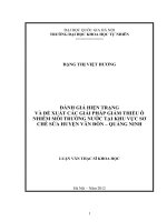 đánh giá hiện trạng và đề xuất các giải pháp giảm thiểu ô nhiễm môi trường nước tại khu vực sơ chế sứa ven biển, huyện vân đồn tỉnh quảng ninh