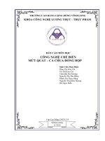 Công nghệ chế biến mứt quất, cà chua đóng hộp_Báo cáo môn học