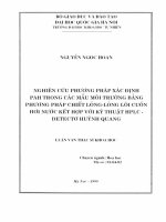 nghiên cứu phương pháp xác định pah trong các mẫu môi trường bằng phương pháp chiết lỏng-lỏng lôi cuốn hơi nước kết hợp với kỹ thuật hplc-detectơ huỳnh quang