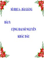 bài giảng số học 6 chương 2 bài 5 cộng hai số nguyên khác dấu