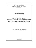 xác định đồng vị kẽm trong mẫu sinh hóa bằng phương pháp khối phổ cao tàn cảm ứng plasma
