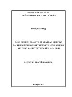 đánh giá hiện trạng và đề xuất các giải pháp cải thiện sức khỏe môi trường tại làng nghề cơ khí tống xá, huyện ý yên, tỉnh nam định