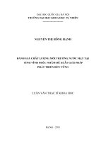 đánh giá chất lượng môi trường nước mặt tại tỉnh vĩnh phúc nhằm đề xuất giải pháp phát triển bền vững