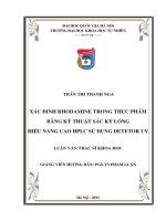 xác định rhodamine b trong thực phẩm bằng kỹ thuật sắc ký lỏng hiệu năng cao hplc sử dụng detector uv - vis