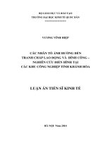 các nhân tố ảnh hưởng đến tranh chấp lao động và đình công - nghiên cứu điển hình tại các khu công nghiệp tỉnh khánh hòa