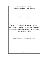 nghiên cứu điều chế, khảo sát cấu trúc, hoạt tính quang xúc tác của bột titan đioxit kích thước nano từ chất đầu ticl4 và amin