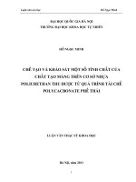 chế tạo và khảo sát một số tính chất của chất tạo màng trên cơ sở nhựa poliuretan thu được từ quá trình tái chế polycarbonate phế thải