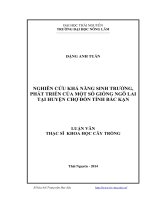 Nghiên cứu khả năng sinh trưởng, phát triển của một số giống ngô lai tại huyện chợ đồn tỉnh bắc kạn