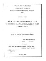dùng trypsin thêm axít amin tách tế bào phôi gà và đánh giá sự phát triển các tế bào đó
