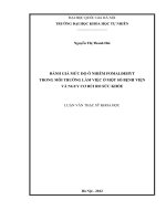 đánh giá mức độ ô nhiễm fomalđehyt trong môi trường làm việc ở một số bệnh viện và nguy cơ rủi ro sức khỏe
