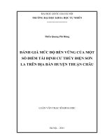 đánh giá mức độ bền vững của một số điểm tái định cư thủy điện sơn la trên địa bàn huyện thuận châu