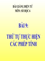 bài giảng số học 6 chương 1 bài 9 thứ tự thực hiện các phép tính