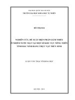 nghiên cứu,đề xuất biện pháp giảm thiểu ô nhiễm nước mặt hồ tại một số khu vực nông thôn tỉnh bắc ninh bằng thực vật thủy sinh