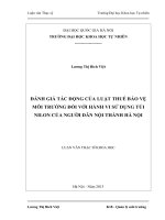 đánh giá tác động của luật thuế bảo vệ môi trường đối với hành vi sử dụng túi nilon của người dân nội thành hà nội