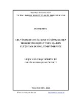 chuyển dịch cơ cấu kinh tế nông nghiệp theo hướng hợp lý trên địa bàn huyện tam dương, tỉnh vĩnh phúc