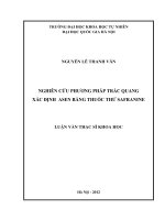 nghiên cứu phương pháp trắc quang xác định asen bằng thuốc thử safranine