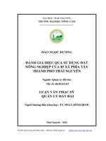 đánh giá hiệu quả sử dụng đất nông nghiệp của 05 xã phía tây thành phố thái nguyên