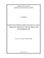 đánh giá sự tích lũy kim loại nặng (as, cd, pb) trong đất trồng rau ở huyện đông anh, thành phố hà nội