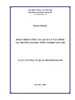 hoàn thiện công tác quản lý tài chính tại trường đại học nông nghiệp i hà nội