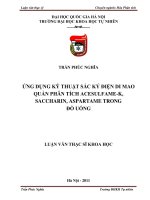 ứng dụng kỹ thuật sắc ký điện di mao quản phân tích acesulfame-k, saccharin, aspartame trong đồ uống