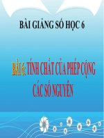 bài giảng số học 6 chương 2 bài 6 tính chất của phép cộng các số nguyên