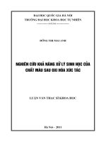 nghiên cứu khả năng xử lý sinh học của chất màu sau oxi hóa xúc tác