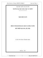 phân tích đánh giá chất lượng nước hồ thiền quang  hà nội tt