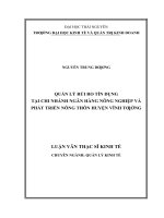 Quản lý rủi ro tín dụng tại chi nhánh ngân hàng nông nghiệp và phát triển nông thôn huyện Vĩnh Tường