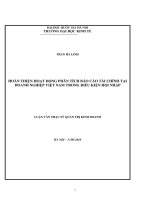 hoàn thiện hoạt động phân tích báo cáo tài chính tại doanh nghiệp việt nam trong điều kiện hội nhập
