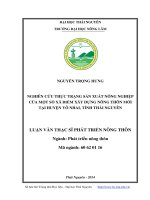 nghiên cứu thực trạng sản xuất nông nghiệp của một số xã điểm xây dựng nông thôn mới tại huyện võ nhai, tỉnh thái nguyên