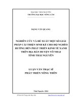 Nghiên cứu và đề xuất một số giải pháp cải thiện sinh kế cho hộ nghèo hướng đến phát triển kinh tế xanh trên địa bàn huyện võ nhai tỉnh thái nguyên