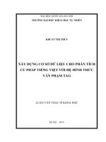 xây dựng cơ sở dữ liệu cho phân tích cú pháp tiếng việt với hệ hình thức văn phạm tag