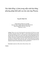 xác định đồng vị kẽm trong mẫu sinh hóa bằng phương pháp khối phổ cao tàn cảm ứng plasma tt