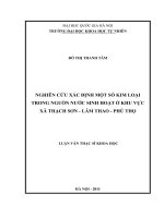 nghiên cứu xác định một số kim loại trong nguồn nước sinh hoạt ở khu vực xã thạch sơn - lâm thao - phú thọ