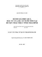 đánh giá hiệu quả đầu tư của dự án nuôi tôm tại huyện thái thuỵ tỉnh thái bình