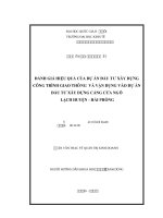 đánh giá hiệu quả của dự án đầu tư xây dựng công trình giao thông và vận dụng vào dự án đầu tư xây dựng cảng cửa ngõ lạch huyện - hải phòng