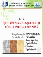QUY TRÌNH SẢN XUẤT GẠCH MEN TẠI CÔNG TY TNHH GẠCH MEN NHÀ Ý