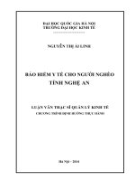 bảo hiểm y tế cho người nghèo ở tỉnh nghệ an