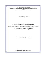 nâng cao hiệu quả hoạt động kinh doanh của doanh nghiệp nhà nước sau cổ phần hóa ở việt nam
