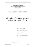 báo cáo thực tập tốt nghiệp kế toán vốn bằng tiền tại công ty tnhh tứ tài