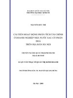 cải tiến hoạt động phân tích tài chính ở doanh nghiệp nhà nước sau cổ phần hóa trên địa bàn hà nội