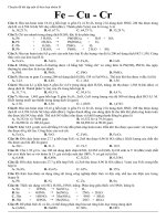 Trắc nghiệm luyện thi đại học kim loại nhóm b