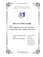 TỔNG HỢP BIOGAS TỪ RÁC THẢI HỮU  CƠ ĐỂ CHIẾU SÁNG TRONG CÔNG VIÊN