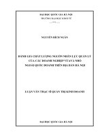 đánh giá chất lượng nguồn nhân lực quản lý của các doanh nghiệp vừa và nhỏ ngoài quốc doanh trên địa bàn hà nội g