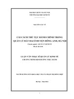 cải cách thủ tục hành chính trong quản lý đất đai ở huyện đông anh, hà nội