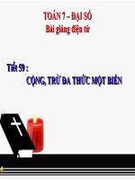 bài giảng đại số 7 chương 4 bài 8 cộng, trừ đa thức một biến