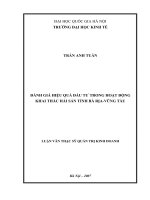 đánh giá hiệu quả đầu tư trong hoạt động khai thác hải sản tỉnh bà rịa - vũng tàu