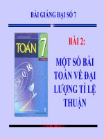 bài giảng đại số 7 chương 2 bài 2 một số bài toán về đại lượng tỉ lệ thuận